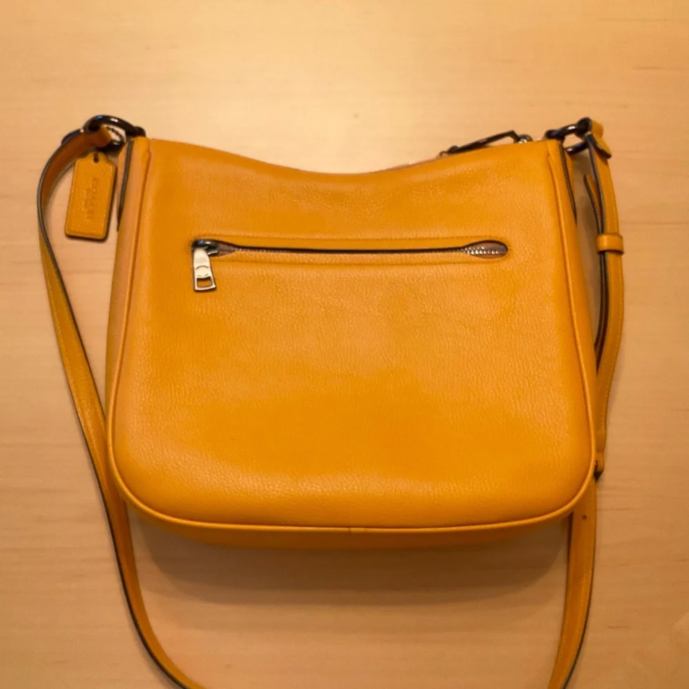 Coach Mustard Pebbled Leather Crossbody Bag